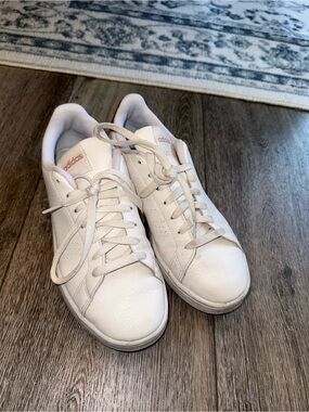 adidas White Sneakers with Pink Accent